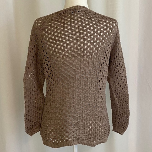 Cynthia Rowley Sweater Open Weave 3/4 Length Sleeve Tan-Size Large - Picture 2 of 7